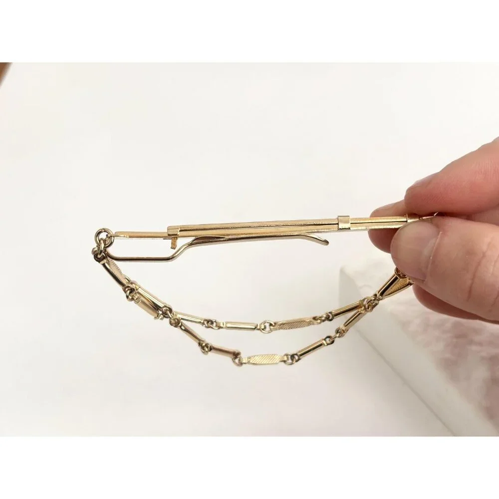Gold Toned Adjustable Vintage Men's Midcentury Style Tie Bar | Tie Clip